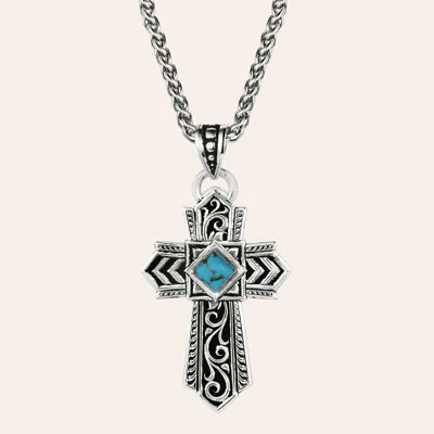 Montana Silversmiths Men's Trust And Faith Turquoise & Silver Brass Necklace In Metallic