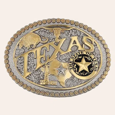 Montana Silversmiths Metal Alloy Attitude Two Tone State Heritage Texas Belt Buckle