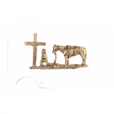Montana Silversmiths Montana Credit Card & Cash Case With Praying Cowboy In Silver/gold