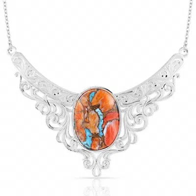 Montana Silversmiths Mountain Glacier Stone Cascade Necklace In Silver In Orange