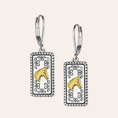 Montana Silversmiths Regal Rider Silver & Gold Brass Earrings In Metallic
