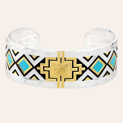 Montana Silversmiths Rise Above Silver Gold & Turquoise Cuff Bracelet In Multi