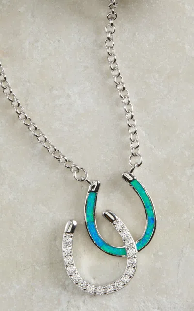 Montana Silversmiths River Lights Double Horseshoe Opal Necklace In Metallic