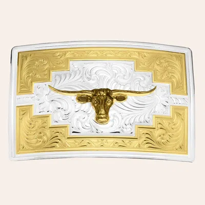 Montana Silversmiths Santa Fe Sunrise Silver & Gold Longhorn Belt Buckle