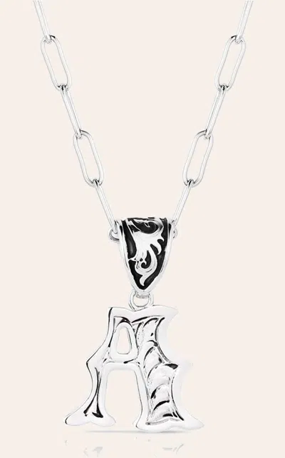 Montana Silversmiths Silver "a" Western Initial Necklace In Metallic