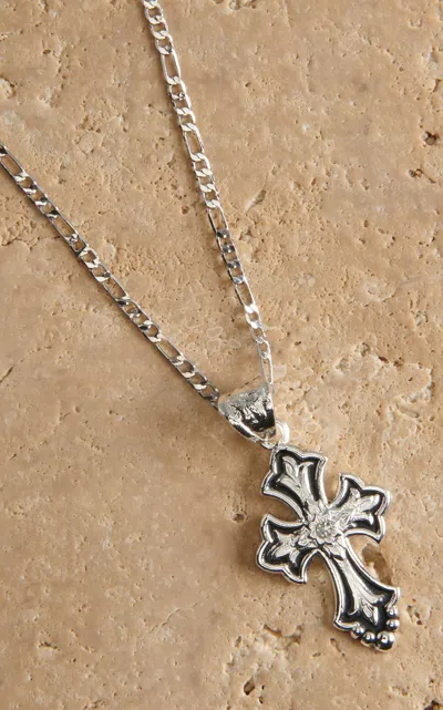 Montana Silversmiths Silver And Black With Clear Crystal Cross Necklace