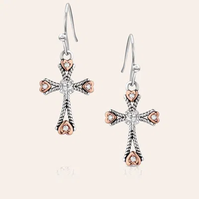 Montana Silversmiths Silver & Copper Cross Earrings In Neutral