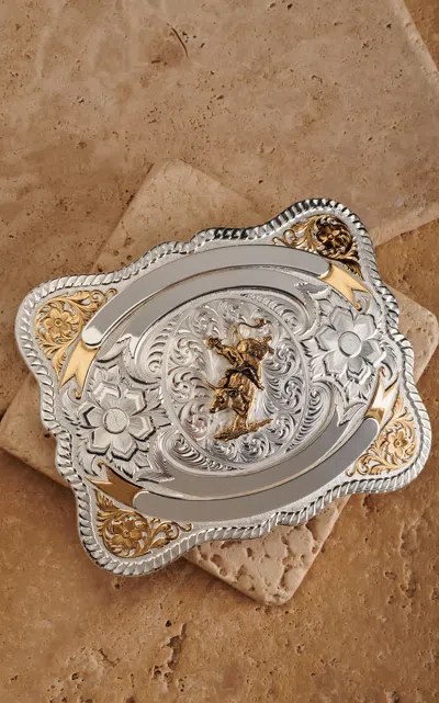 Montana Silversmiths Silver And Gold Bull Rider Teton Trophy Belt Buckle
