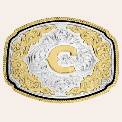 Montana Silversmiths Silver & Gold Western "c" Initial Belt Buckle