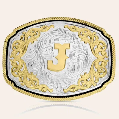 Montana Silversmiths Silver & Gold Western "j" Initial Belt Buckle