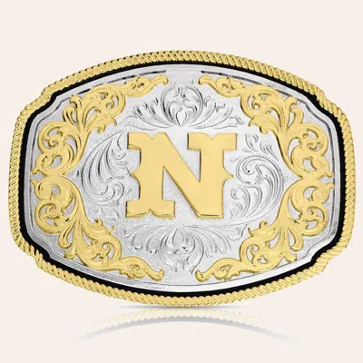 Montana Silversmiths Silver & Gold Western "n" Initial Belt Buckle