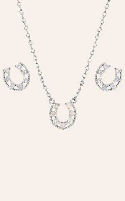 Montana Silversmiths Silver & Tiny Opal Delicate Horseshoe Jewelry Set