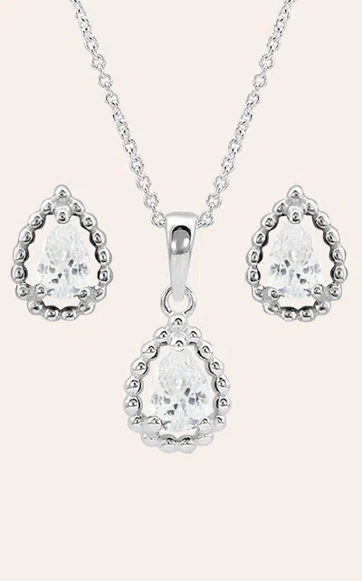 Montana Silversmiths Silver Arctic Rain Teardrop Jewelry Set In Metallic