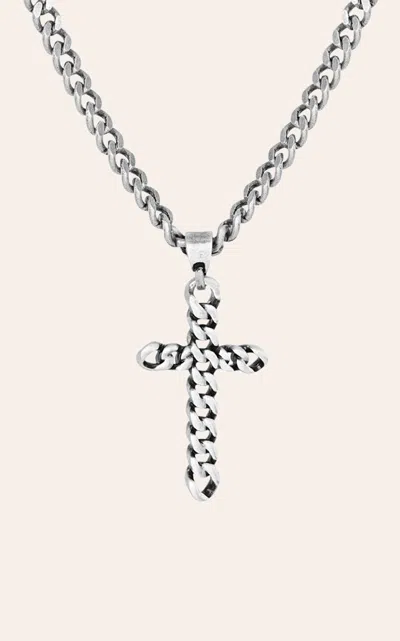 Montana Silversmiths Silver Braided Cross & Chain Necklace