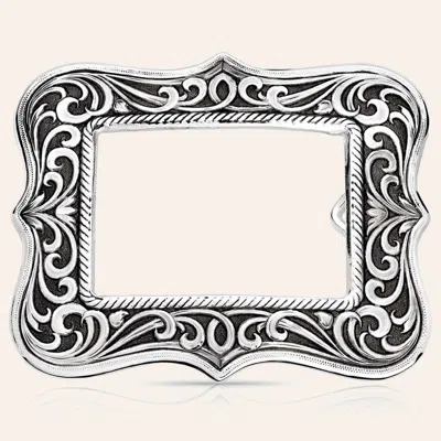 Montana Silversmiths Silver Classic  Storyteller Belt Buckle In Green