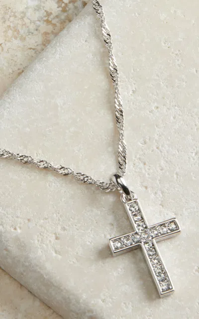Montana Silversmiths Silver Cross Crystal Necklace In Metallic