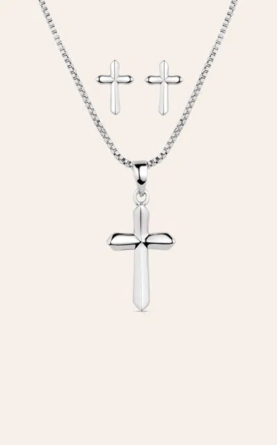 Montana Silversmiths Silver Cross True Belief Jewelry Set In Metallic