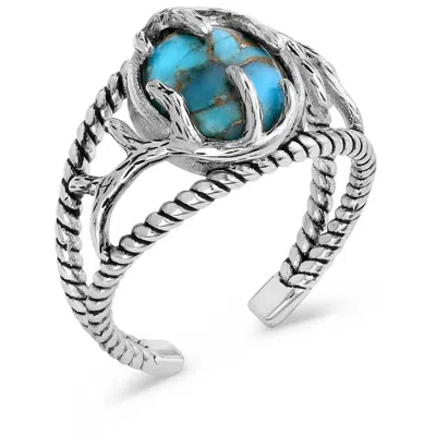 Montana Silversmiths Silver Embrace Open Ring In Turquoise In Blue