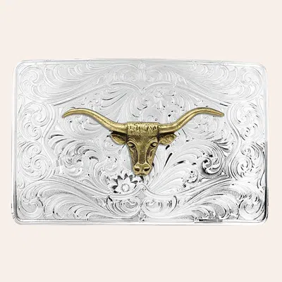 Montana Silversmiths Silver Filigree & Gold Longhorn Belt Buckle