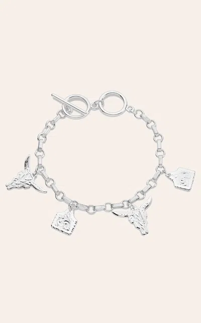 Montana Silversmiths Silver Longhorn & Cow Tag Charm Bracelet