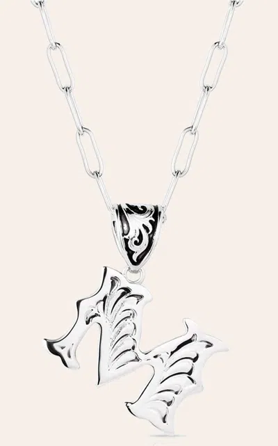 Montana Silversmiths Silver "m" Western Initial Necklace In Metallic