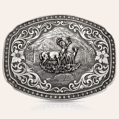 Montana Silversmiths Silver Nature's Valor Buck & Doe Belt Buckle