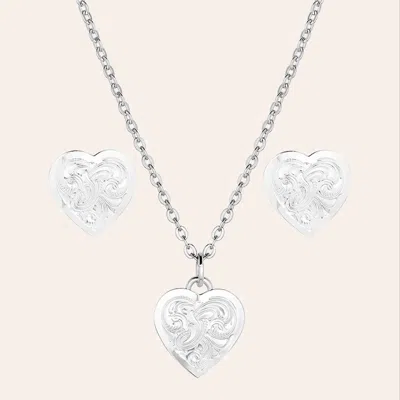 Montana Silversmiths Silver Pure Heart Jewelry Set In Metallic