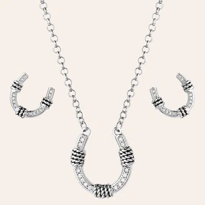 Montana Silversmiths Silver Roped Horseshoe Jewelry Set