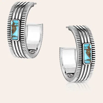 Montana Silversmiths Silver Turquoise Sky Hoop Earrings