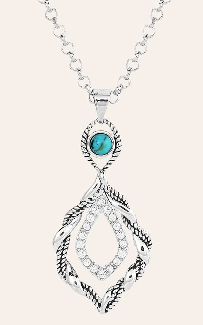 Montana Silversmiths Silver Twisted In Time Teardrop & Turquoise Pendant Necklace