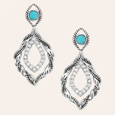 Montana Silversmiths Silver Twisted In Time Turquoise & Cubic Zirconia Teardrop Earrings