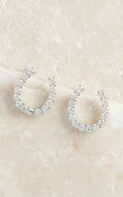 Montana Silversmiths Silver With Clear Crystal Horseshoe Earrings In Metallic