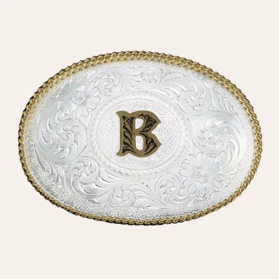 Montana Silversmiths Silver With Gold Oval "b" Belt Buckle In Metallic