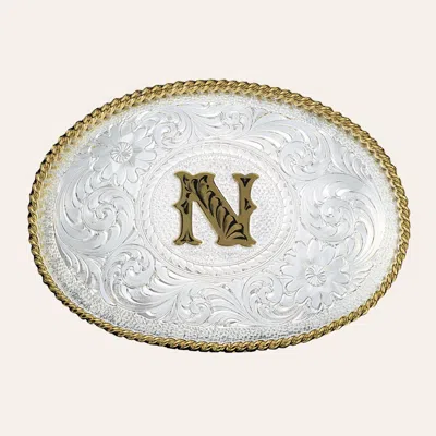 Montana Silversmiths Silver With Gold Oval "n" Belt Buckle