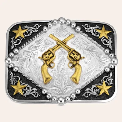 Montana Silversmiths Six Shooter Belt Buckle In Black