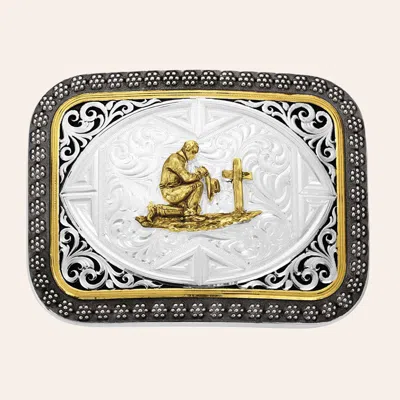 Montana Silversmiths Sky Silver & Gold Praying Cowboy Belt Buckle