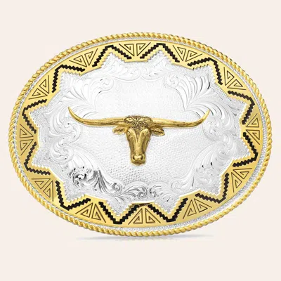 Montana Silversmiths Southwest Sun Silver Gold & Black Longhorn Buckle