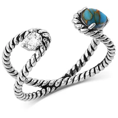 Montana Silversmiths Stars And Sky Crystal Turquoise Open Ring In Silver