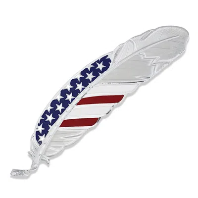 Montana Silversmiths Stars & Stripes Usa Flag Hat Feather In Silver