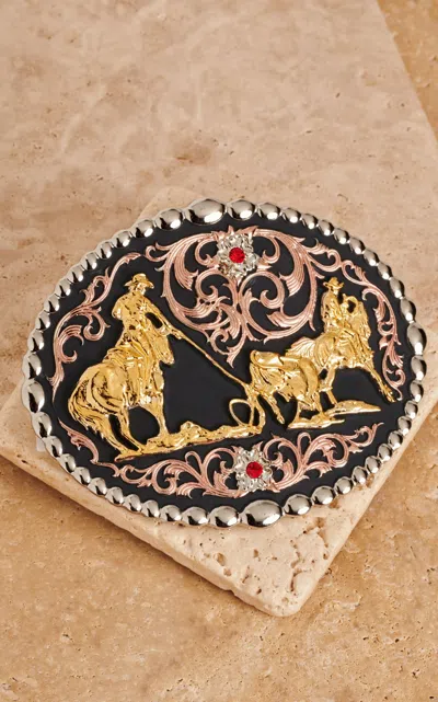 Montana Silversmiths Team Roper Flower Belt Buckle In Multi