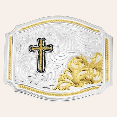 Montana Silversmiths The Horseman Silver & Gold Cross Belt Buckle In Metallic