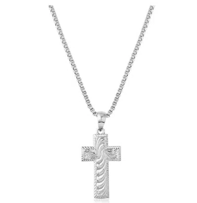 Montana Silversmiths Timeless Devotion Cross Necklace In Silver In Metallic
