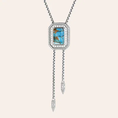 Montana Silversmiths Turquoise Glam Silver Brass Bolo Necklace In Metallic