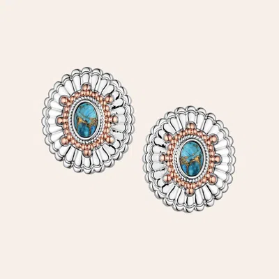 Montana Silversmiths Turquoise Sunburst Silver Brass Earrings In Metallic