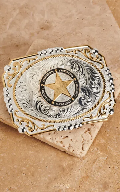 Montana Silversmiths Two Tone Cowboy Cameo Antiqued Star Belt Buckle