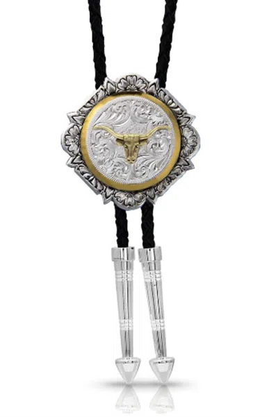 Montana Silversmiths Unisex Steer-head Bolo Tie In Silver/gold