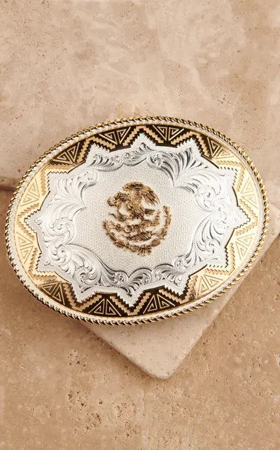Montana Silversmiths Vaquero Gold & Silver Eagle Aztec Trim Belt Buckle