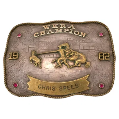 Pre-owned Montana Silversmiths Vintage 1982  Sterling Silver Wkra Champion Belt Buckle In Multi