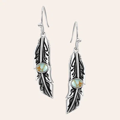 Montana Silversmiths Windsong Silver & Turquoise Brass Earrings In Metallic