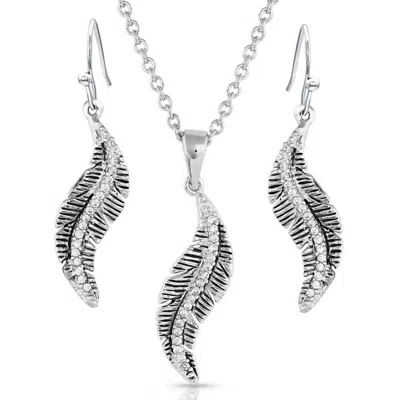 Montana Silversmiths Women's All About The Curve Feather Jewelry Set In Silver